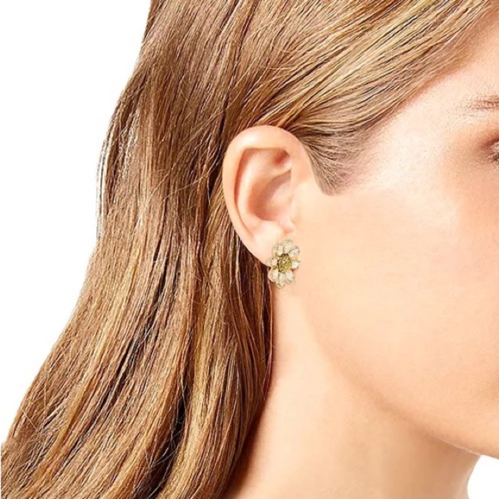 Betsey Johnson Gold-Tone Crystal Daisy Stud Earrings